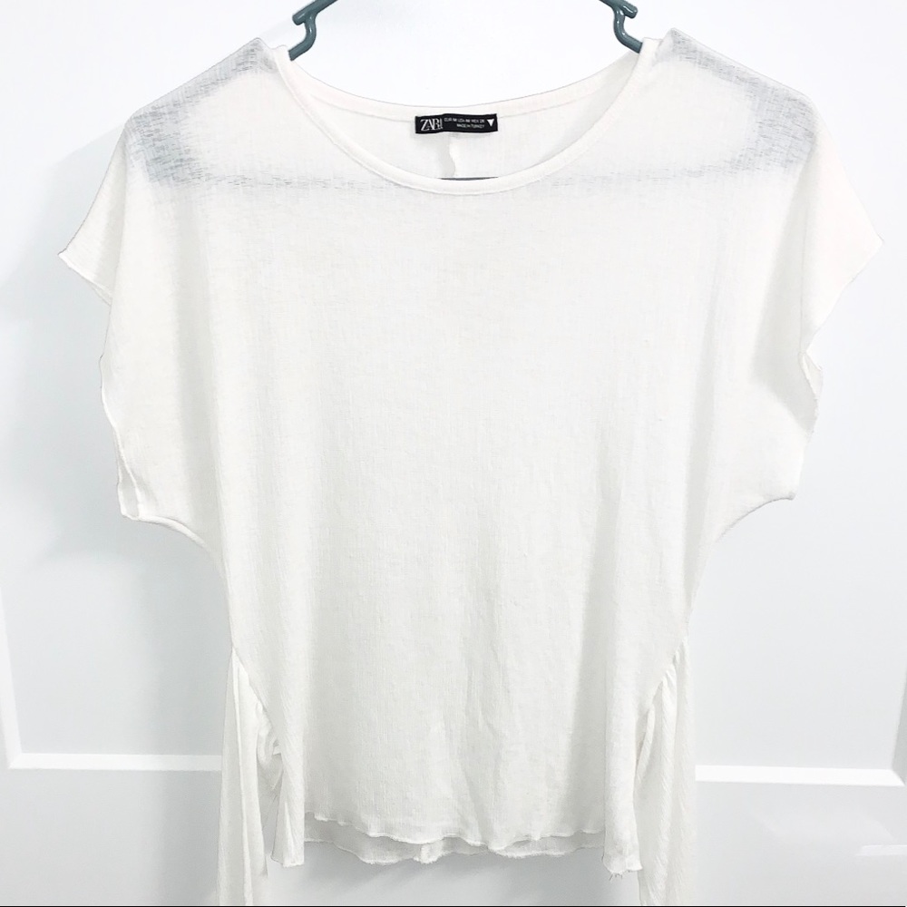 Zara White Tie-Front Blouse - Picture 3 of 6